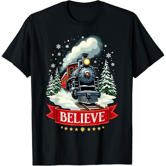 Belive Train Christmas Costume North Pole Polar Express T-Shirt