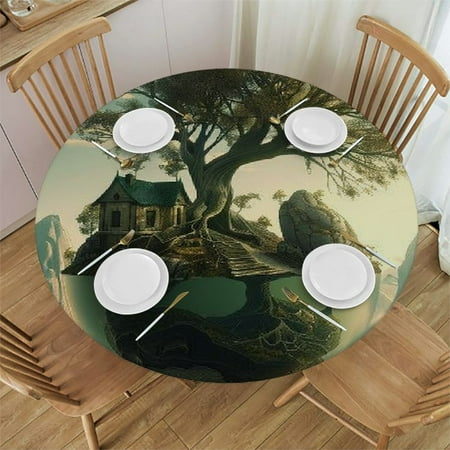 

Autua Mountain Round Table Cover Stain Resistant Washable Indoor Outdoor Tablecloth Kitchen Dining Wedding Parties 100% Polyester Waterproof Fabric Tablecloth 31 -35