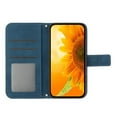 thumbnail image 4 of For iPhone 14 Plus 6.7" Sunflower  Embossed Strong Magnetic Attachment/Closure, Card Slots/Pocket, PU Leather Flip Wallet Case With Adjustable Shoulder Strap,Dark blue,For iPhone 14 Plus, 4 of 11