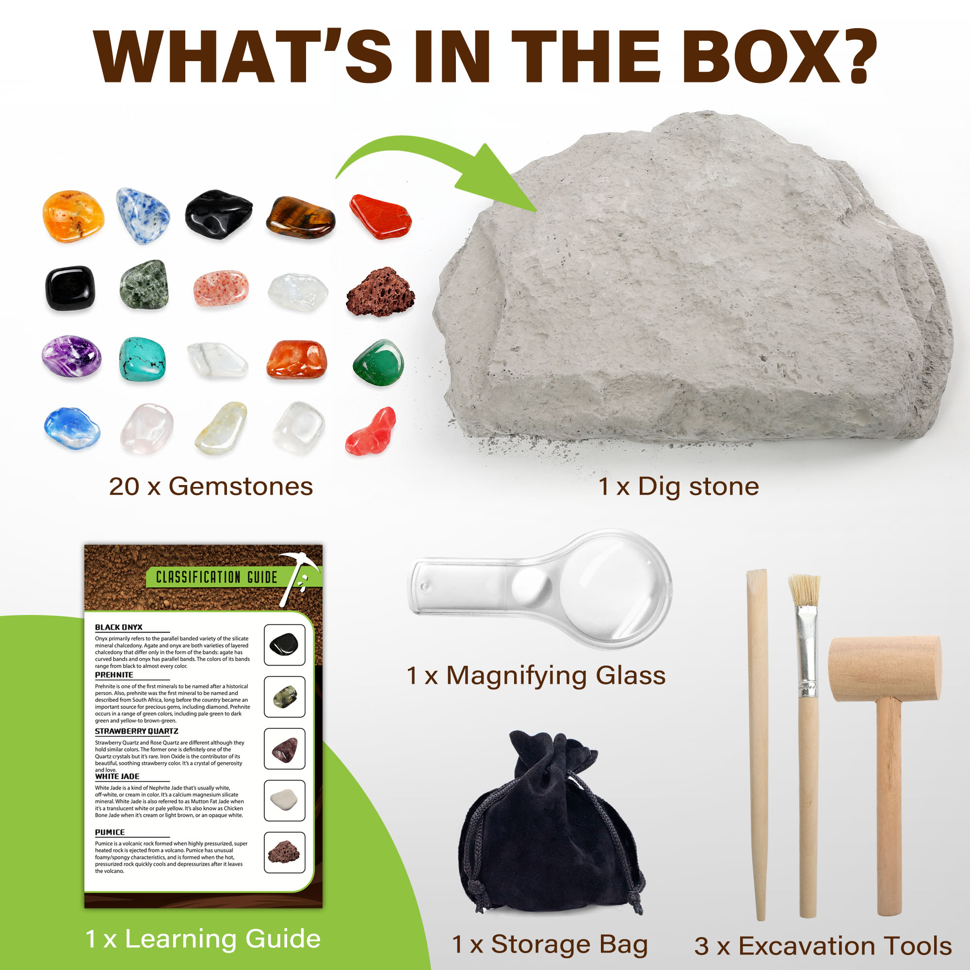 LotFancy Gemstone Dig Kit with Tools and Guide photo 5