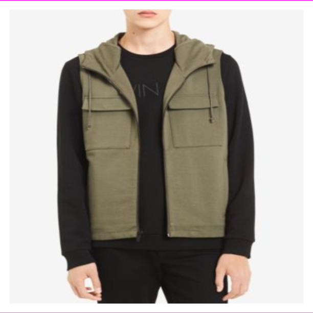 Calvin Klein Calvin Klein Men's Hooded FullZip Vest LARGE/DARK GREEN
