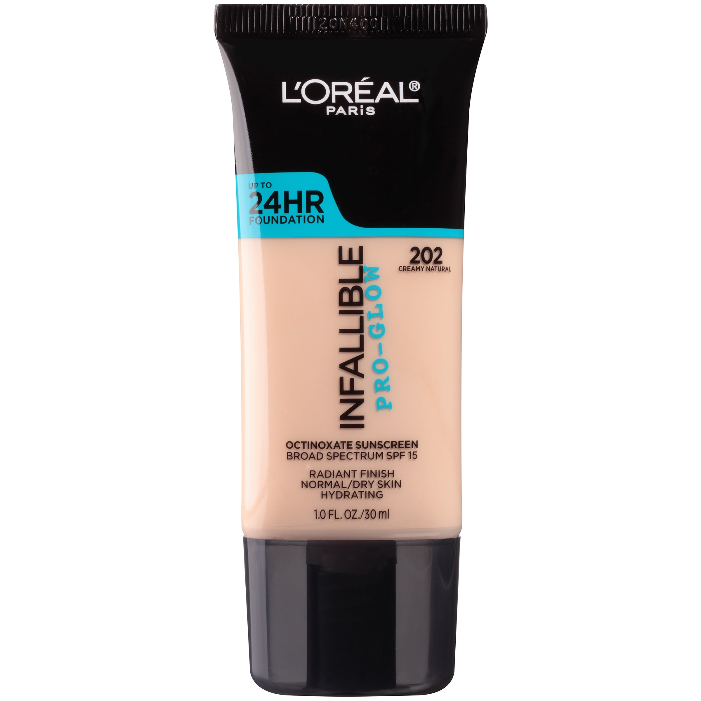 L'Oreal Paris Infallible Pro-Glow Liquid Foundation Makeup, 202 Creamy Natural, 1 fl oz