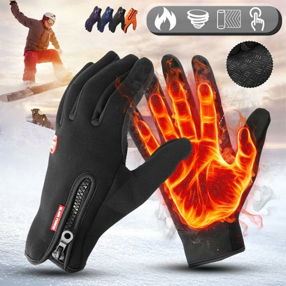 Winter Gloves for Men and Women Touch Screen Thermal Windproof Ski Gloves (Black, XL)
