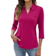 thumbnail image 2 of Nestiefly Golf Shirts for Women's Summer 3/4 Sleeve Wicking Tennis Polo Shirts Collared Shirt Casual Workout Tops Hot Pink XXXL, 2 of 5