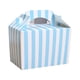 thumbnail image 1 of Naiovety Caja de postres compacta y portátil de 20 cajas de cartón para delicias Dim Sum El color es brillante y la apariencia es Kits de decoración para fiestas franja azul y blanca, 1 of 6