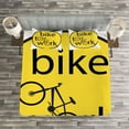 thumbnail image 3 of Ambesonne Yellow Quilted Bedspread Set 3 Pcs, Bike to Work Lettering Sign, Queen Size, Yellow Black, 3 of 3