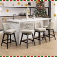 thumbnail image 5 of TEWLOSS Swivel Bar Stools Set of 4 Linen Fabric Barstools for Kitchen Island (29", Beige), 5 of 10