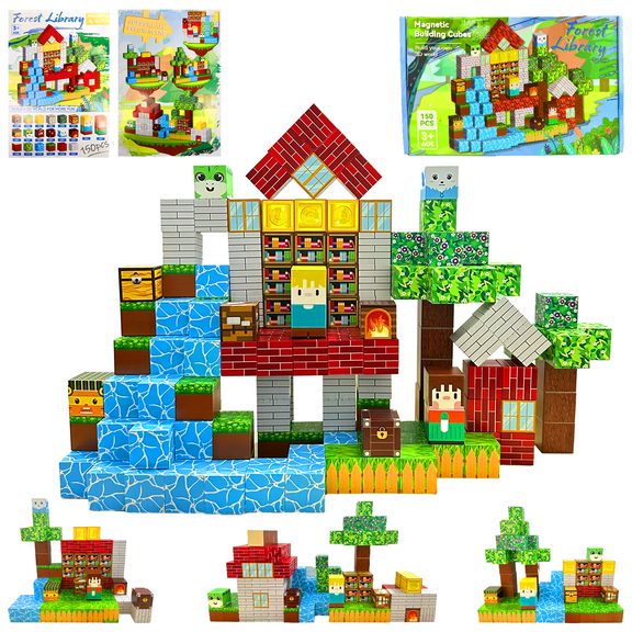 150PCS Magnetic Blocks-Build Magnet World Set, Magnetic Building Blocks Toddler Toys STEM Montessori Sensory Outdoor Toys for Boys and Girls Ages 3 , Easter Birthday Gifts for Kids