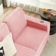 thumbnail image 5 of Aukfa 84" Snowfleece Sofa with Cup Holders, Modern 3-Seater Couch for Living Room Office, Pink, 5 of 10