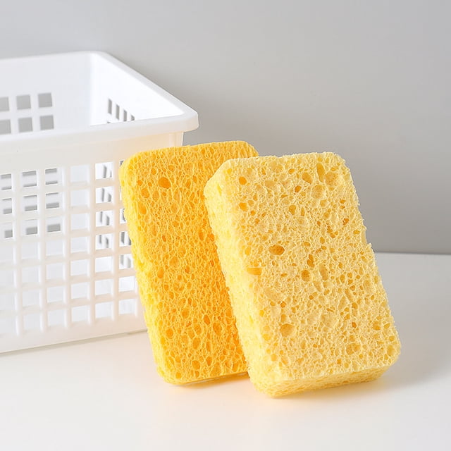 Esponjas multiusos de celulosa comprimida, esponjas de limpieza sin arañazos para exfoliar la cara, lavar platos, cocinar, bañarse, manualidades y más (paquete de 2) ER