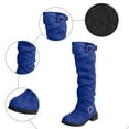 thumbnail image 6 of Dakaela Women's Knee High Boots Suede Buckles Slouchy Flat Fall Boots Comfortable Low Heel Motorcycle Riding Shoes Blue 8.5, 6 of 8