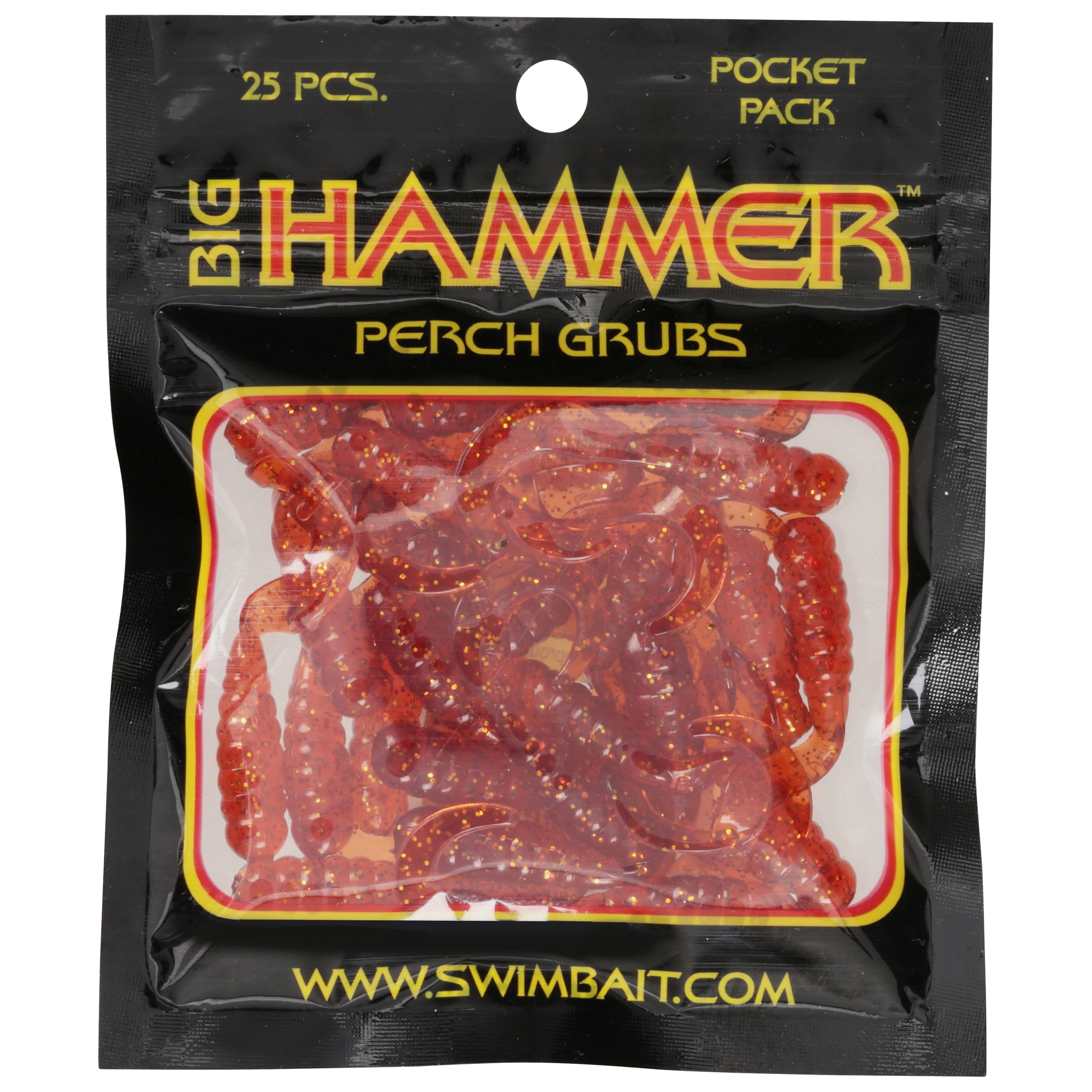 Big Hammer Perch Grubs, 1.75", 25pk, Rootbeer Gold