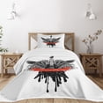 thumbnail image 3 of Ambesonne Rock Music Quilted Bedspread Set 2 Pcs, Gothic Guitar Wings, Twin Size, Scarlet Black, 3 of 6