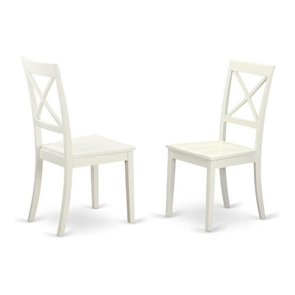 Atlin Designs 11" Wood Dining Chairs in Linen White (Set of 2)