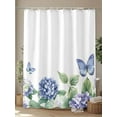thumbnail image 4 of Shower Curtains Bue Hydrangea Bath Curtain Blue Butterfly Waterproof Bathroom Shower Curtain Set with Hooks Decoration 72 x 72 Inches, 4 of 7
