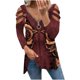 thumbnail image 1 of Mujeres otoño estampado floral cuello pico sexy manga larga fuera del hombro pulóver cremallera blusa camiseta tops Fridja fhghd2815, 1 of 8