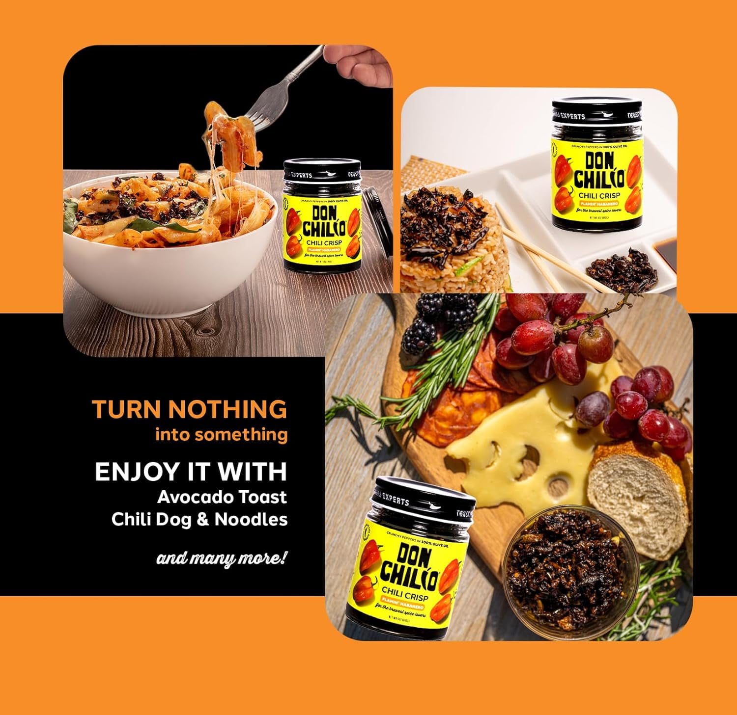 Don Chilio Chile Crisp – Crunchy Sliced Habanero Fried Chili Peppers in Hot Seasoned Oil – High Heat - Use as Topping, Sauce, Condiment, Salsa Alternative (5oz Jar Pack of 2)