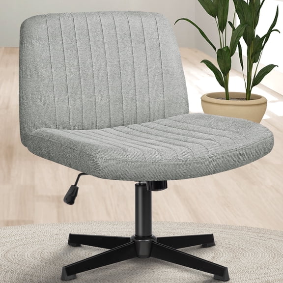 Celtoss Criss Cross Home Office Chair, Armless Swivel Task Computer Chair, in Fabric, Vanity Style, Gray
