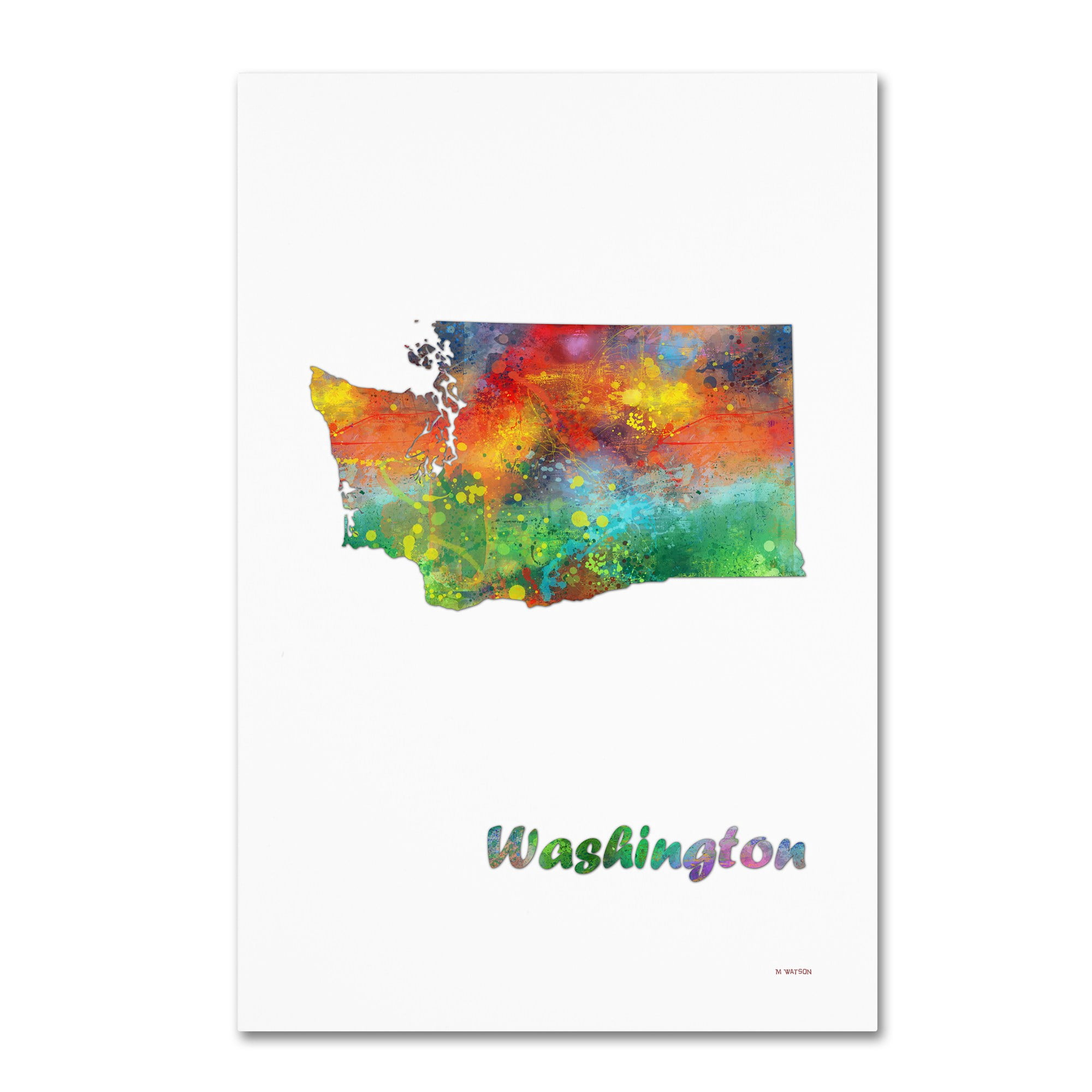 Trademark Fine Art "Washington State Map-1" Canvas Art by Marlene Watson