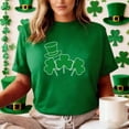 thumbnail image 6 of LEKWK St Patricks Day Tshirt Women Leprechaun Hat Line Art Basic Tees Short Sleeve Casual Tops Crew Neck Simple Graphic Daily Wear, 6 of 7