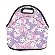 Kuromi & My Melody Neoprene Lunch Bags Reusable Lunchbox Food Container Insulated Lunch Box Tote Bags