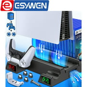 ESYWEN PS5 Charger Stand with Cooling Fan , Dual Controller Charger Station for Playstation 5 PS5 Console with Suction Cooler Fan