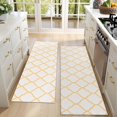 thumbnail image 4 of Kitchen Rugs Sets Of 2,Yellow Geometric Quatrefoil Pattern Anti Fatigue Kitchen Mat Rugs Non Slip Washable,Decorative Kitchen Floor Mats for Kitchen,Sink,Laundry,17"X47", 4 of 5