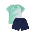 thumbnail image 3 of TSSOE Kids Boys 2 Piece Football Training Uniform Short Sleeve Soccer Jersey T-Shirts and Shorts Set Mint Green XXS, 3 of 7
