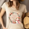 thumbnail image 4 of Merry Christmas T-Shirt | Snowman & Wreath Holiday Graphic Tee, Maroon, Size 2XL, 4 of 6