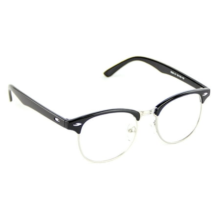 Cyxus Plain Glass Spectacles Sand-Proof Black Semi-Rimless Frame