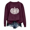 thumbnail image 1 of Arlun,Halloween Chandails en Molleton Citrouille 2025 Mode Automne Femmes Grande Taille Chandails à Lettres Imprimées Hauts Coupe Ample Confortable Col Rond Manches Longues Manteau Hauts Sans Capuche Bourgogne P, 1 of 3