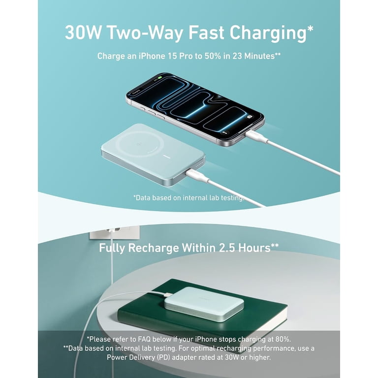 Anker Ultra-Slim Magnetic Power Bank, 10,000mAh, Qi2 MagSafe