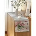 thumbnail image 5 of Table Runner 70 Inches Long for Kitchen Dining, Pink Tulip Dresser Scarf Farmhouse, Dining Table Decorations for Wedding/Parties, Vintage Spring Floral Retro Art Butterfly Wooden 13 x 70 In, 5 of 8