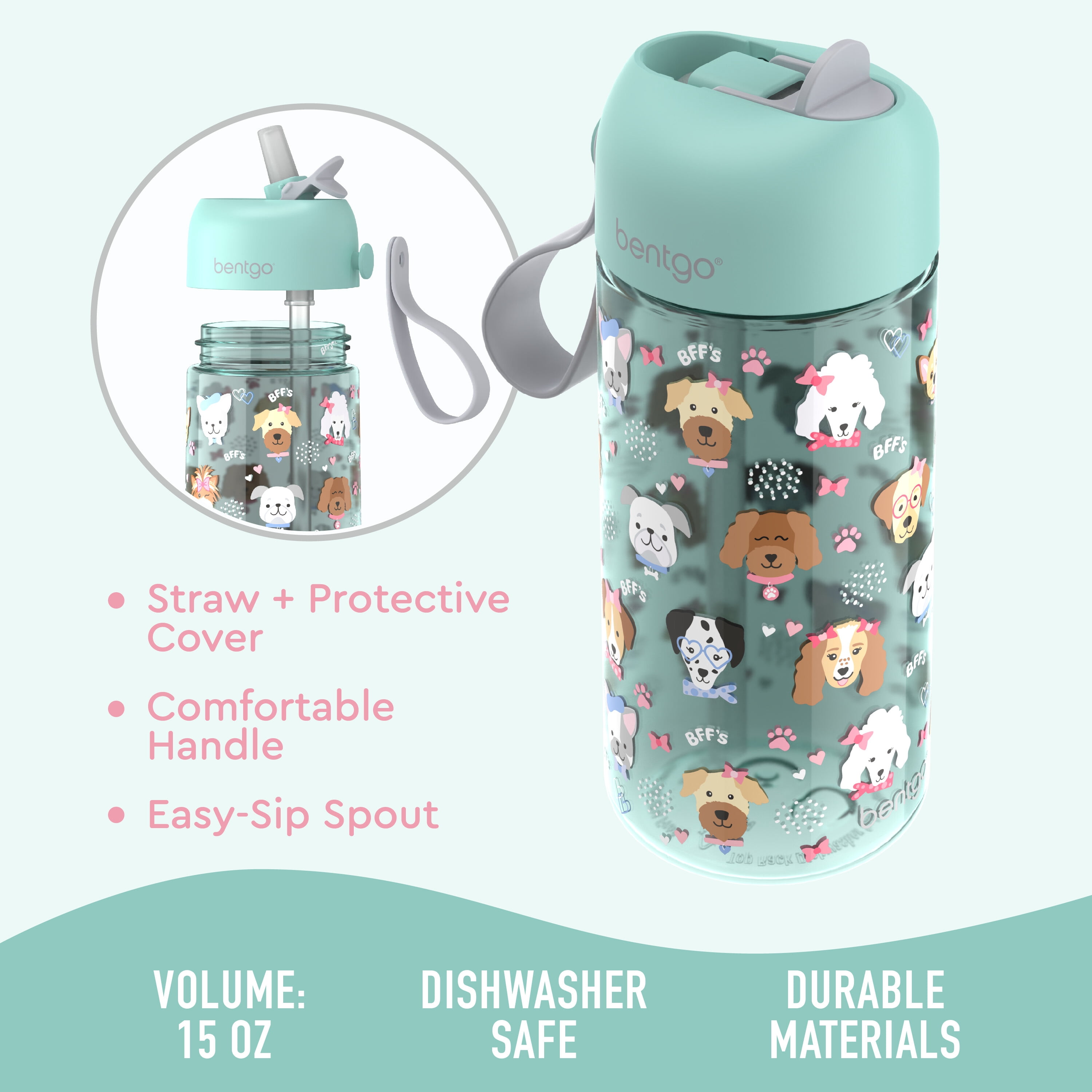 Bentgo Kids Water Bottle (2-Pack) - Puppy Love