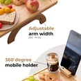 thumbnail image 7 of JS Gourmet Bamboo Adjustable Sofa Arm Table Tray with 360° Rotatable Mobile Holder, 7 of 7
