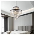 thumbnail image 3 of 24" Crystal Chandelier Black Finish - 15 Light 5 Tier Pendant Light, 3 of 6