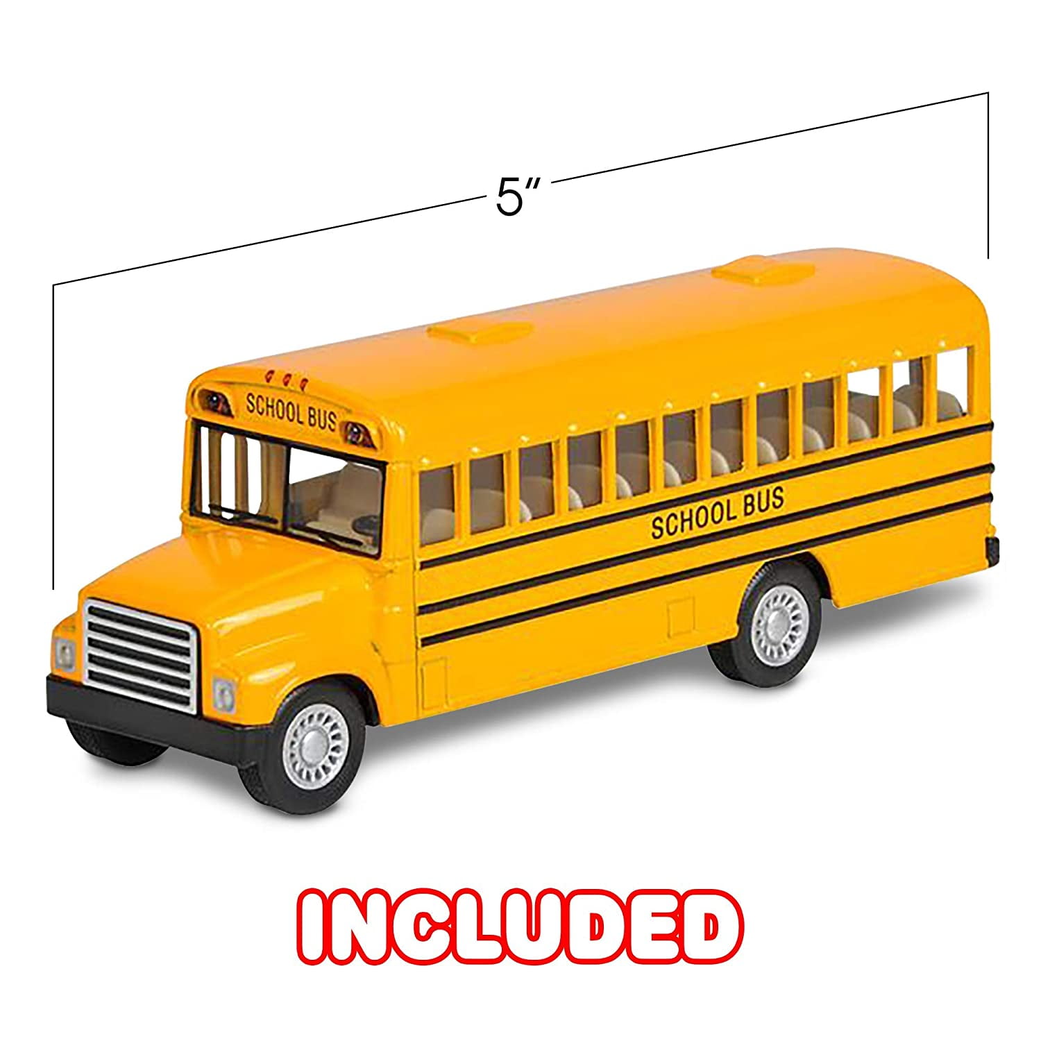 Great Party Favors Set of 2 Classic School Buses Diecast Bus Toy Set with Pull Back Mechanisms ArtCreativity 5 Inch Pull Back School Bus Playset Gift Idea for Boys and Girls