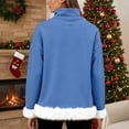 thumbnail image 4 of Chandails d'Hiver Grande Taille pour Femmes Mode Décontractée Imprimé Col Roulé Manches Longues Chandail en Molleton Drôle Chandails à Capuchon Bleu TTG, 4 of 5
