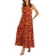 thumbnail image 4 of Txlixc Vestido de mujer con cuello halter, estampado de flores, sin mangas, sin espalda, dobladillo con volantes, vestido largo Txlixc  Casual, 4 of 7