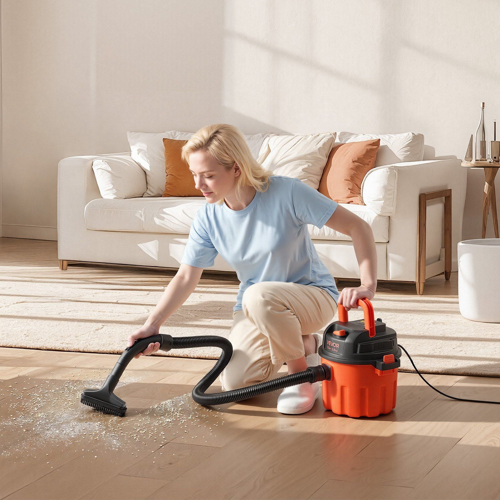 CAFORKP Shop Vac 2.6 Gallon Wet/Dry Vacuum, 2.5 Peak HP/800W