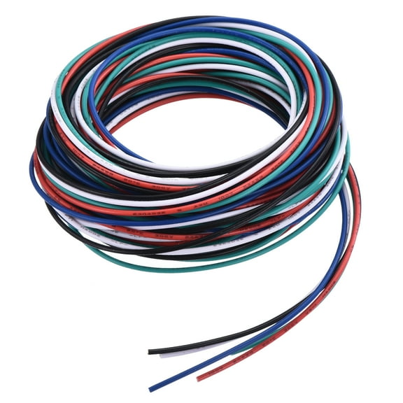 24 Gauge Hookup Wire 3.0m/10ft 24AWG Flexible Electrical Wire Tinned Copper Stranded 5 Color, 1.5mm
