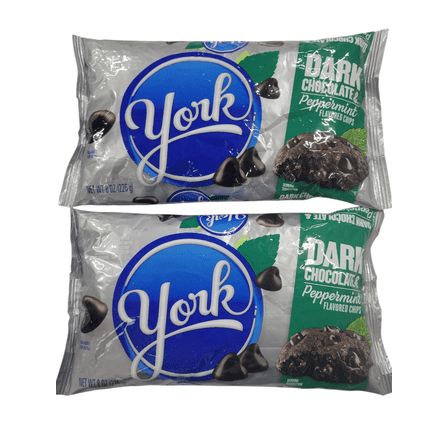 York Dark Chocolate and Peppermint Flavored Baking Chips 8 oz Pack of 2