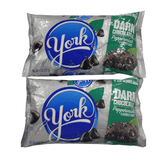 York Dark Chocolate and Peppermint Flavored Baking Chips 8 oz Pack of 2