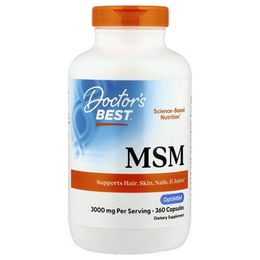 Doctor's Best MSM with OptiMSM, Non-GMO, Gluten Free, Joint Support, 1000 mg, 360 Caps