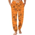 thumbnail image 2 of Domuza Halloween Pajama Pants for Men Casual Stretch Waist Drawstring Jogger Pj Pants Novelty Spooky Print Comfy Soft Lounge Sleepwear Orange XL, 2 of 6