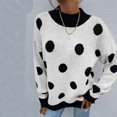 thumbnail image 5 of Gibobby Suéter para mujer, Suéteres a rayas para mujer, de manga larga, de punto, casual, con botones, para otoño e invierno(Blanco,CH), 5 of 5