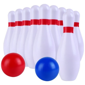 Hey Play 10-Pin Indoor/Outdoor Wood Bowling Set with 2 Balls and