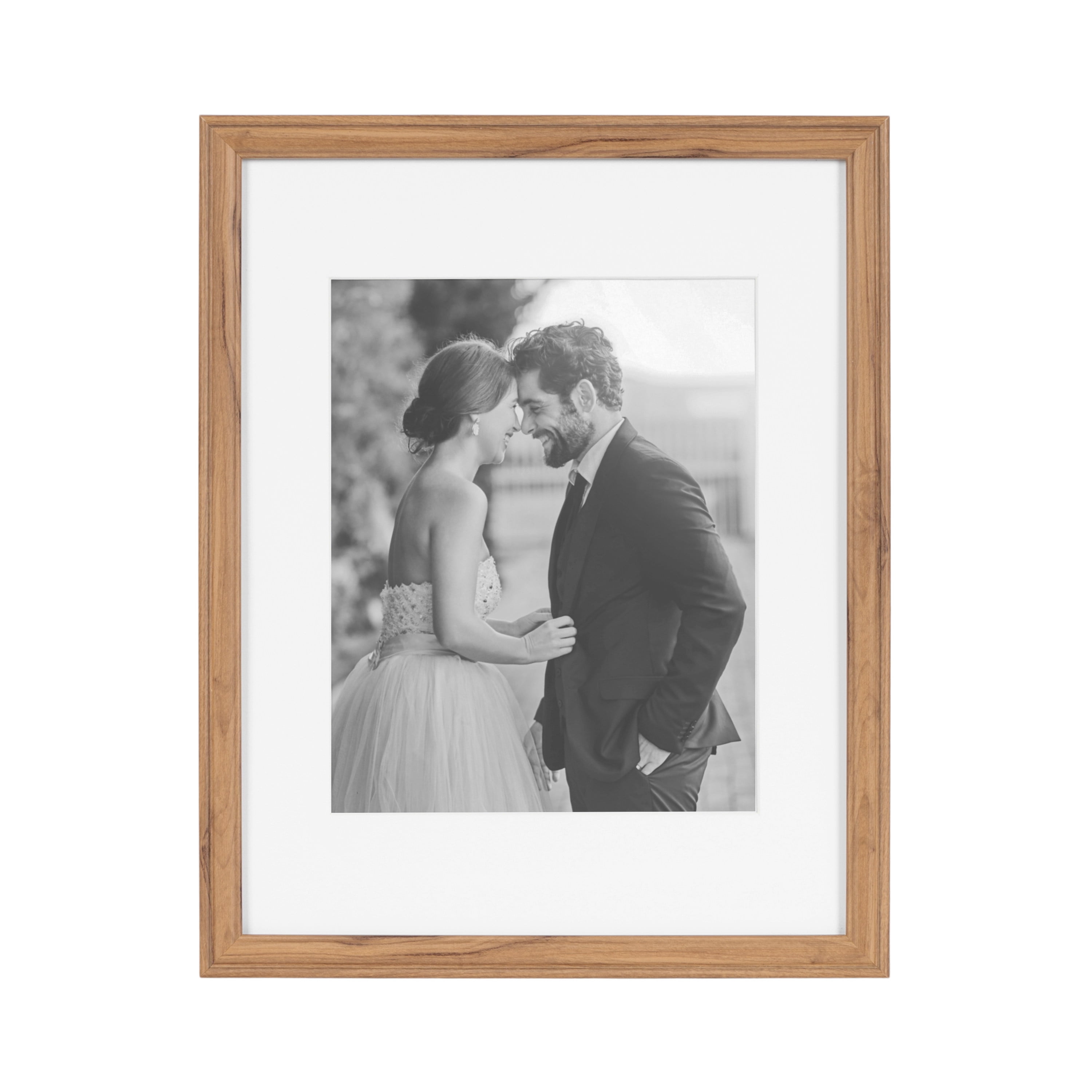 Kate and Laurel Adlynn Rectangle Picture Frame Set of 4, 11 x 14 matted to 8 x 10, Brown, Transitional Four-Piece Frame Set for Gallery Wall Frame Set in Living Room Wall Decor