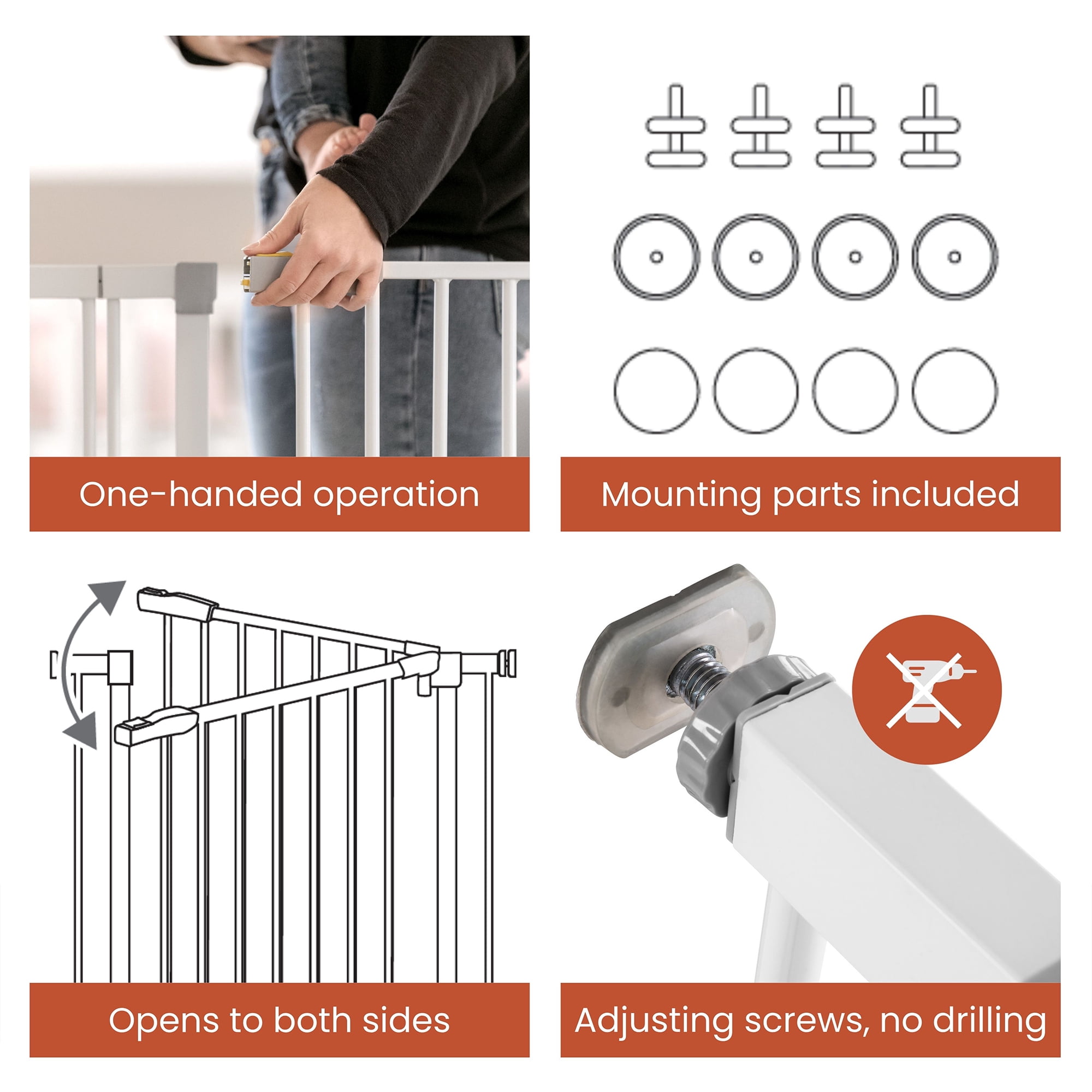 hauck 59726 Open N Stop  29 to 31" KD Pressure Fit Safety Gate, White