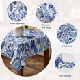 thumbnail image 5 of Boho Blue Floral Table Cloth Waterproof Tablecloths, Farmhouse Botanical Vintage Paisley Flower Tablecloth Dining Table Cover for Kitchen Party Tabletop Outdoor, Rectangle Tablecloth 54x108 Inch, 5 of 9